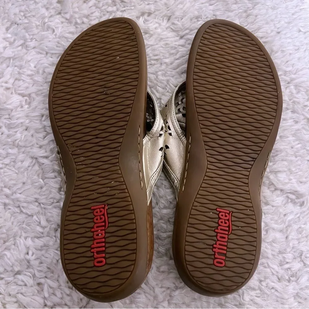 Orthaheel Womens  Slide Sandals  Metallic Gold Size 10 Orthotic